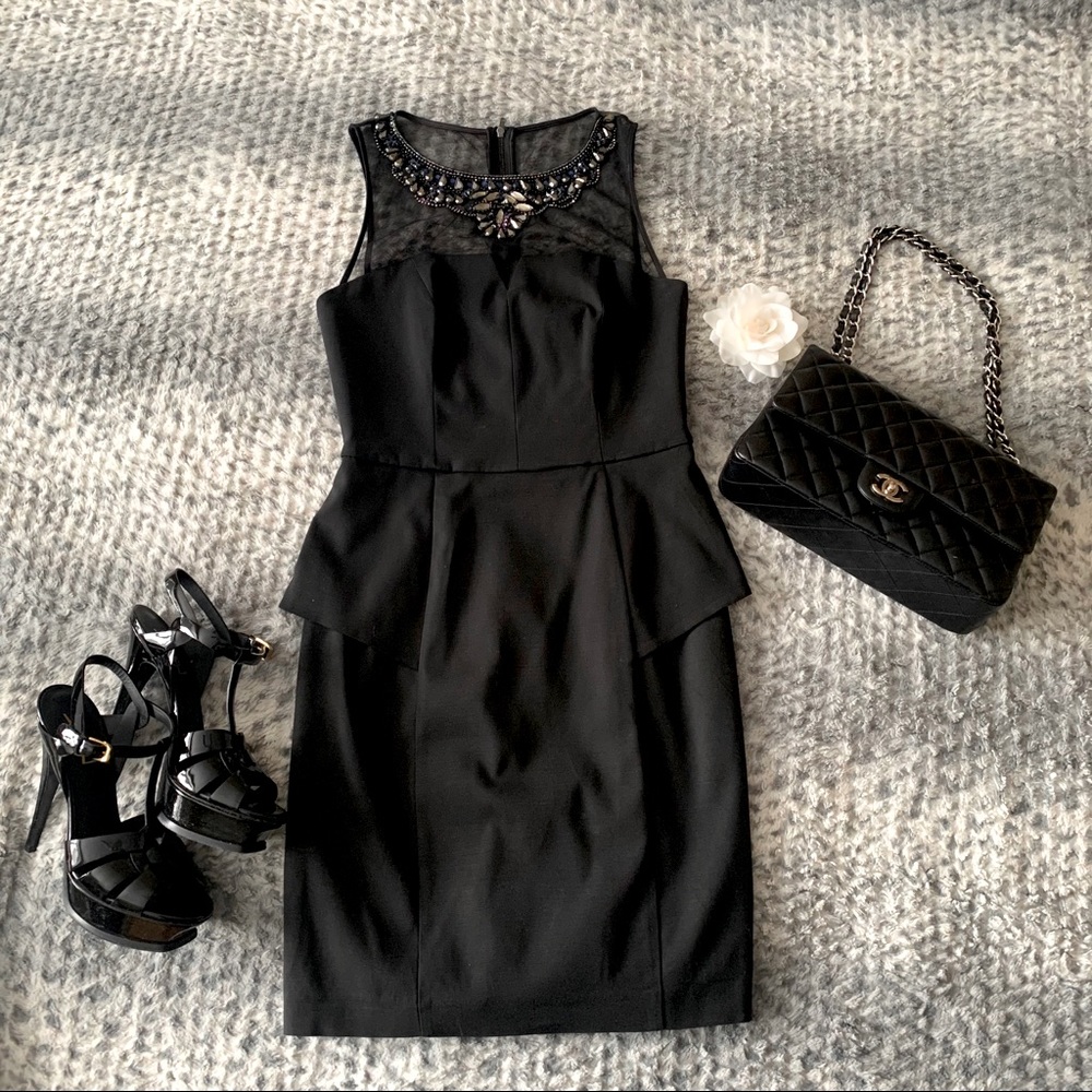 Forever New Embellished Neck Peplum Dress
